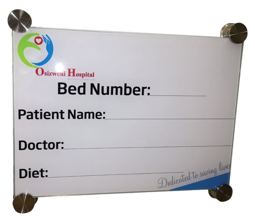 Hospital Glass Bed Board with Print (A3, 297x420mm)