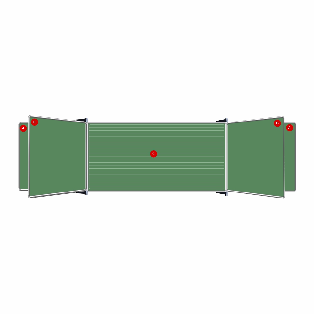 Educational Board Non-Magnetic Chalkboard (2420*1220, Lines, Centre Panel, Option C)