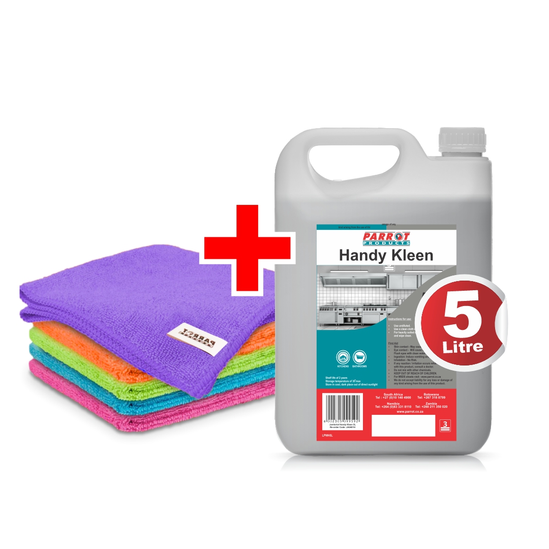 5l Handy Kleen & Microfibre Cloths