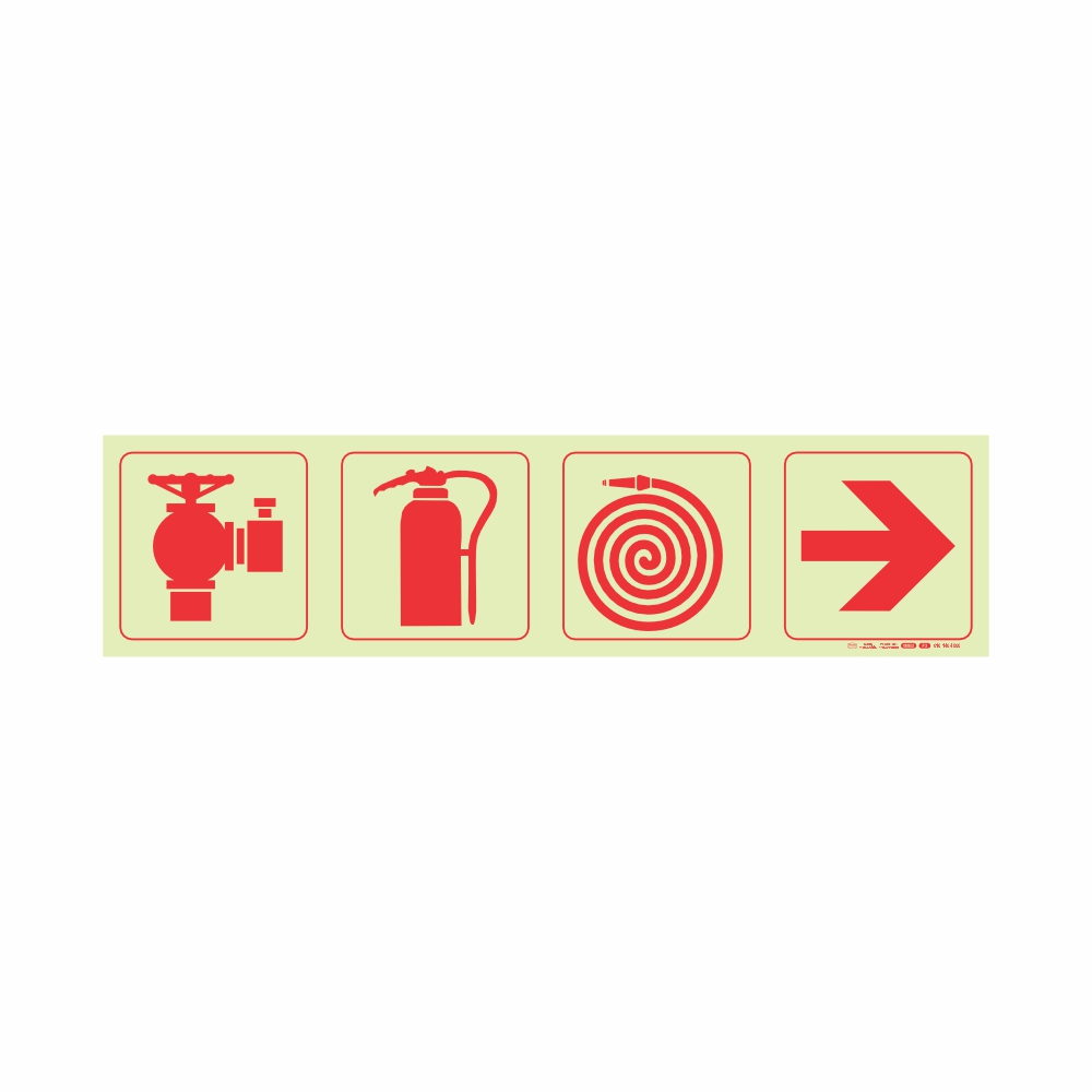 Photoluminescent 190mm Safet Sign F3 Fire Hydrant Fire Extinguisher Fore Hose Reel Arrow Right